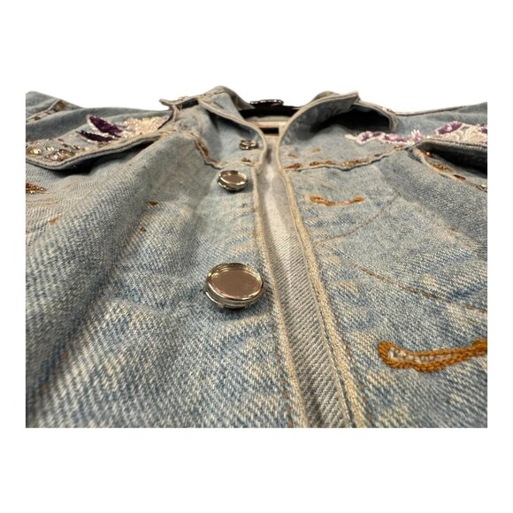 Vintage Bobby Heenan Denim Jacket Womens Small Light Blue Custom Airbrush 92 USA - Picture 10 of 16